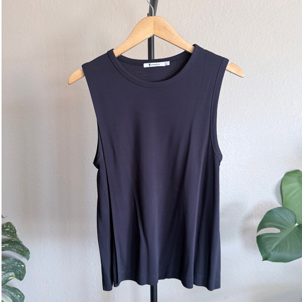 T by Alexander Wang Black Muscle Tank Top Sleeveless Crew Neck Medium